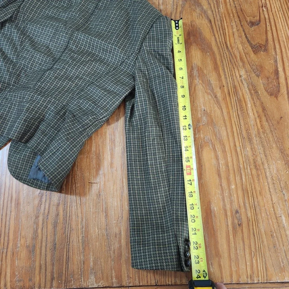 Michael Kors Made in Italy Green Houndstooth Virgin Wool Blazer Jacket Size‎ 10